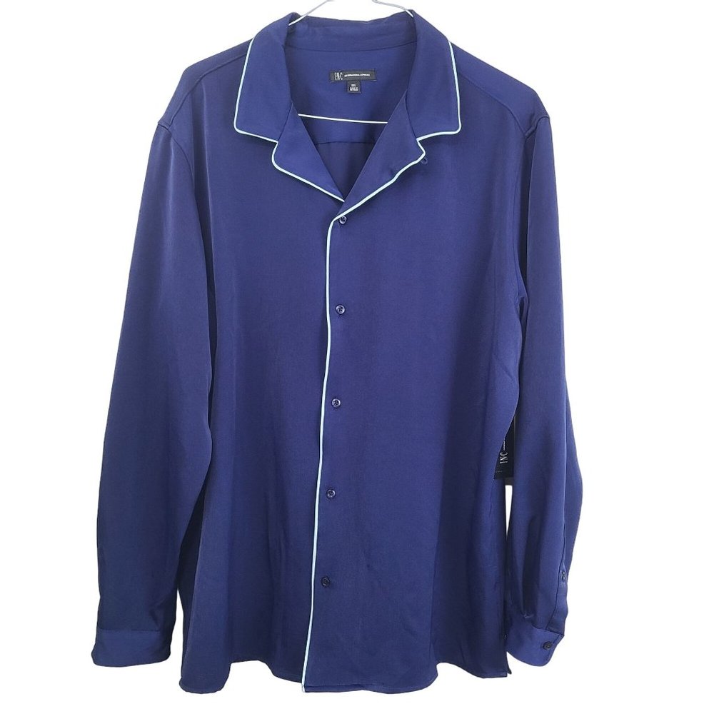 I.N.C International Concepts Womens Navy Blue Shirt Sz XXL Stretch Button Front